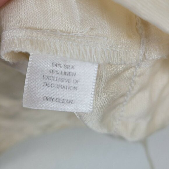 WHBM Silk Linen Scoop Neck Tank Top Tie At Shoulder Cream Med Bus/Casual READ - Picture 6 of 10